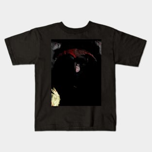 Portrait, digital collage and special processing. Dark fantasy. Tired warrior, beautiful diadem. Darker, more contrast. Kids T-Shirt